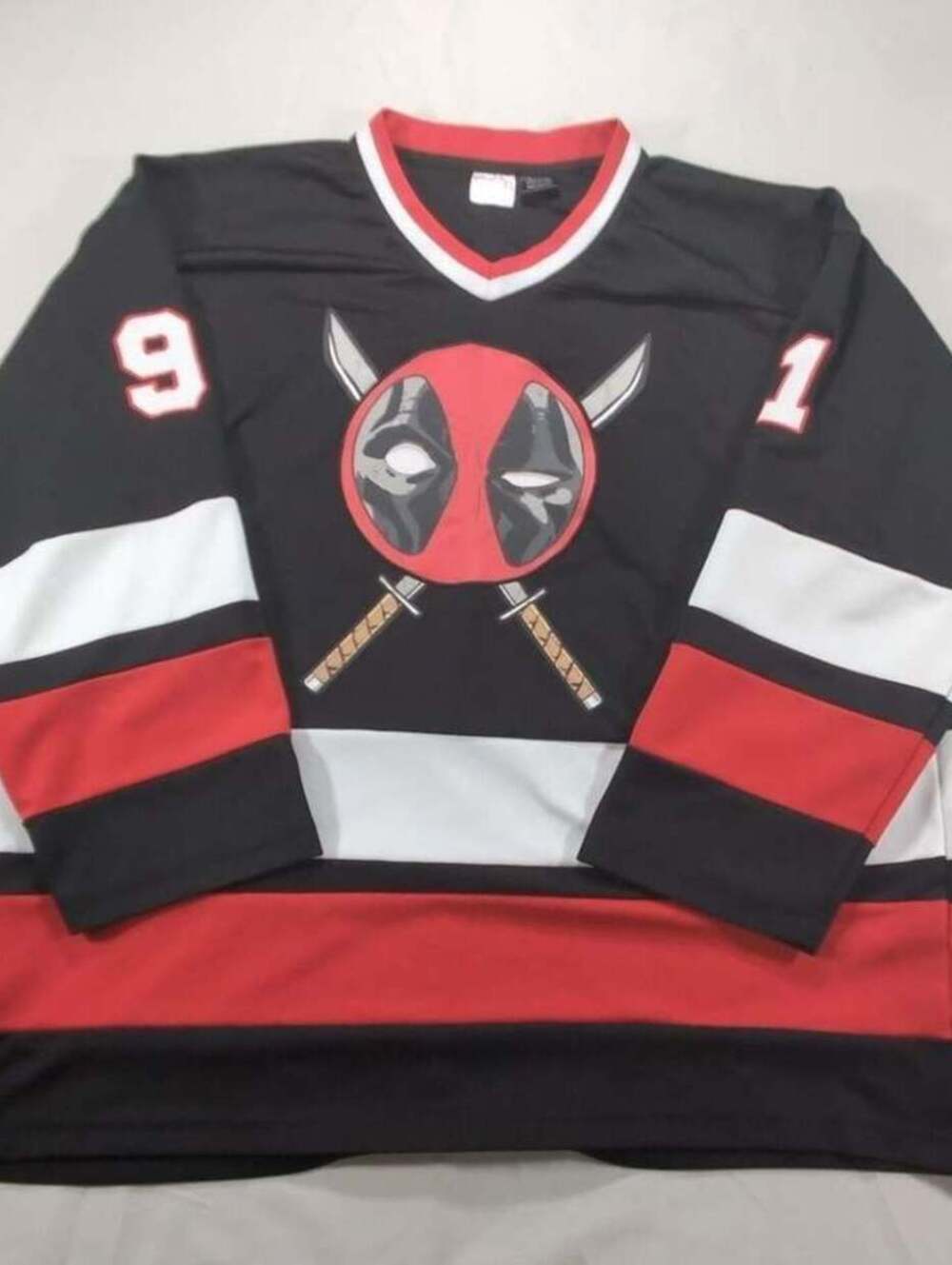 Marvel Deadpool Hockey Jersey Men's Medium #91 Black/Red